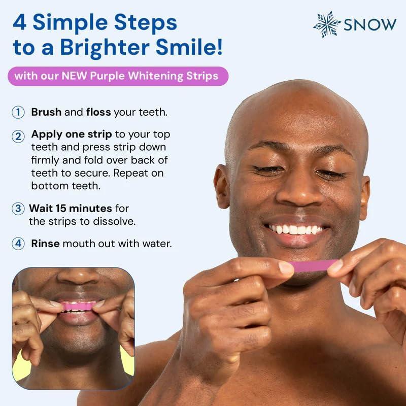 image:imageSnow Diamond Series Purple Whitening Strips Dissolving Teeth Whitening Strips for Sensitive Teeth Instant Brightening with Hydroxyapatite ColorCorrecting Purple Formula 14 Count