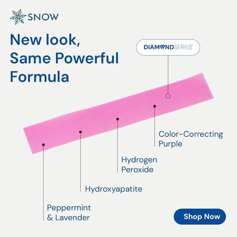 image:imageSnow Diamond Series Purple Whitening Strips Dissolving Teeth Whitening Strips for Sensitive Teeth Instant Brightening with Hydroxyapatite ColorCorrecting Purple Formula 14 Count