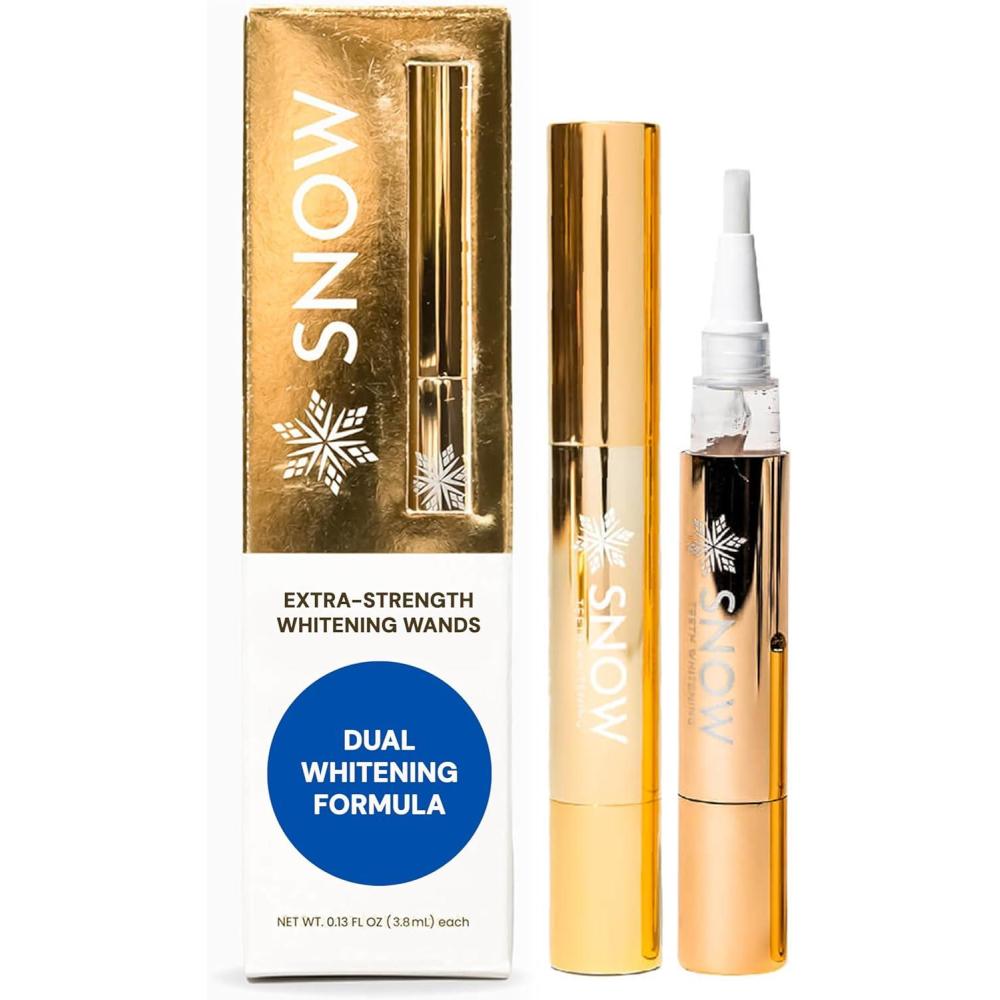 image:imageSNOW Teeth Whitening Pen  Extra Strength Gold Serum Wand Carbamide Peroxide and Hydrogen Peroxide Whitening Pens for Your Teeth Helps Remove Coffee and Tea Stains Formulated with Xylitol  2 mL026 Fl Oz Pack of 2