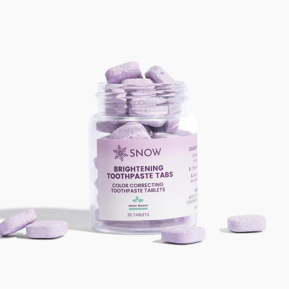 image:imageSNOW Purple Whitening Toothpaste Tablets 30 Count Purple Toothpaste for Whitening Color Correcting Tablets for Oral Care Instantly Brightens Teeth Removes Yellow Stains amp Freshens Breath