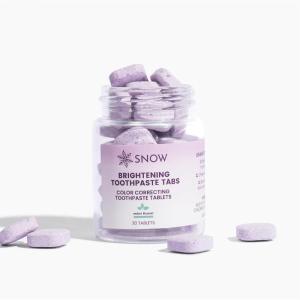 SNOW Purple Whitening Toothpaste Tablets – 30 Count, Purple Toothpaste for Whitening, Color Correcting Tablets for Oral Care, Instantly Brightens Teeth, Removes Yellow Stains & Freshens Breath
