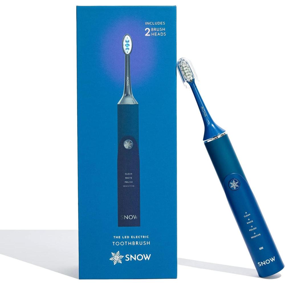 image:imageSNOW Electric Toothbrush with Sonic Technology LED Whitening 2 LED Brush Heads amp 4 Brushing Modes Rechargeable Automatic Toothbrush for Adults with Builtin Timer Gen 1 Polar Blue