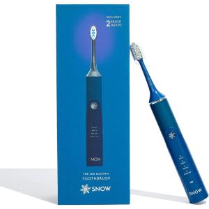 SNOW Electric Toothbrush with Sonic Technology – LED Whitening – 2 LED Brush Heads & 4 Brushing Modes – Rechargeable Automatic Toothbrush for Adults with Built-in Timer – Gen 1 Polar Blue