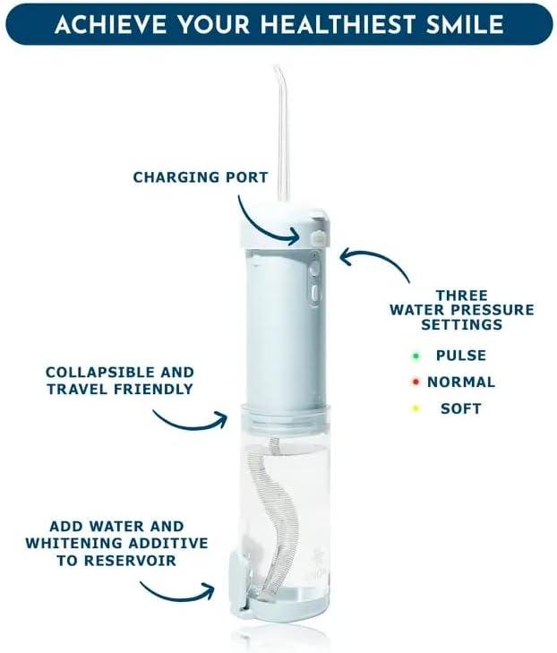 image:imageSNOW Whitening Water Flosser Rechargeable Water Flosser with Multiple Power Modes TravelFriendly amp Antibacterial Water Flosser for Teeth amp Mouth Collapsible amp Portable Tool for Oral Health