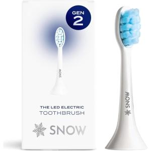 SNOW Gen 2 Electric Toothbrush Replacement Head, Refillable Soft Brush Heads with Blue LED Light & Sonic Cleaning Technology, Gentle Soft Sonic Brush Heads for Whitening & Sensitive Teeth (White)