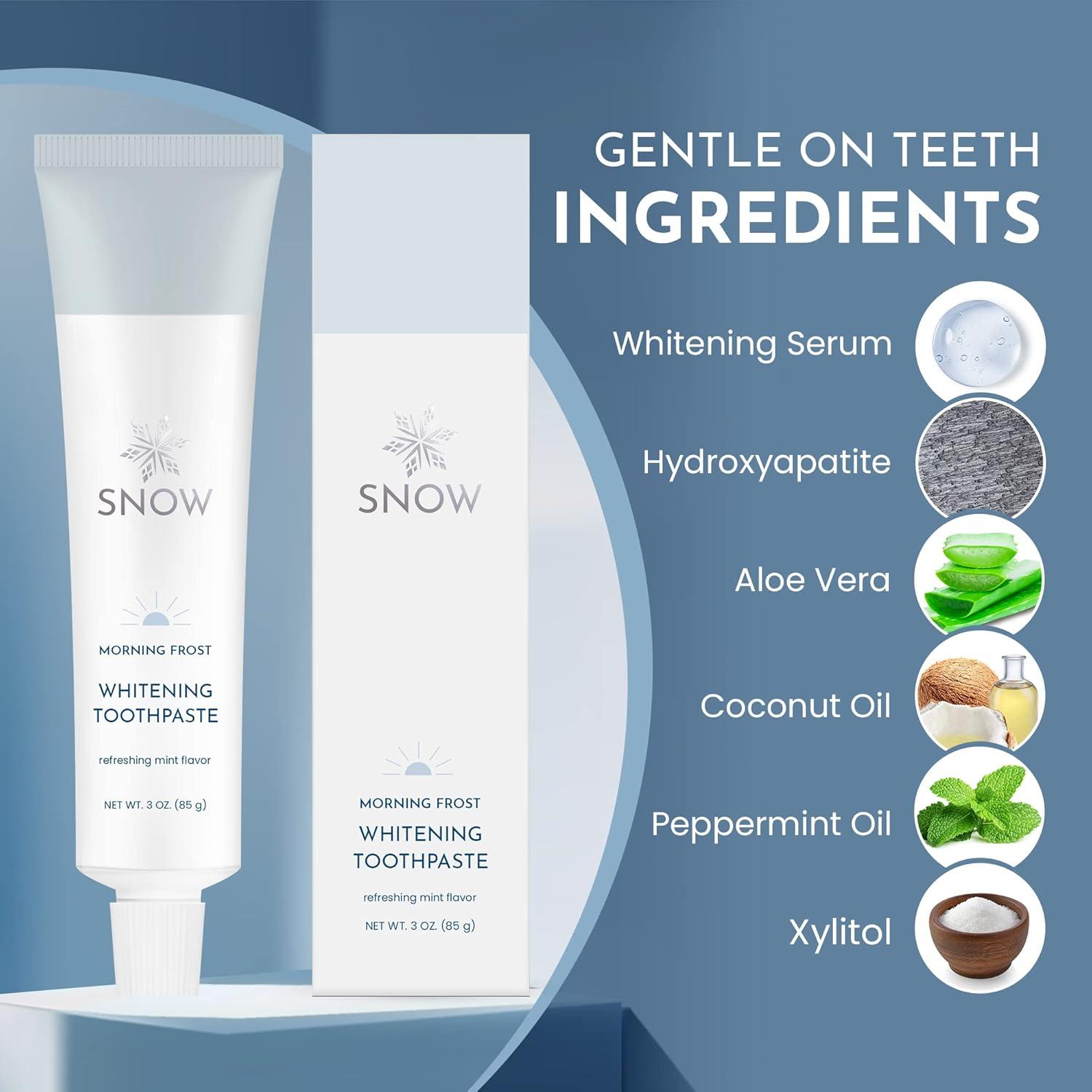 image:imageSNOW NanoHydroxyapatite Whitening Toothpaste Oral Care with Kaolin amp Hydroxyapatite NonGMO amp Enamel Safe Teeth Whitening Toothpaste Mint Flavor Morning Frost 3 Pack