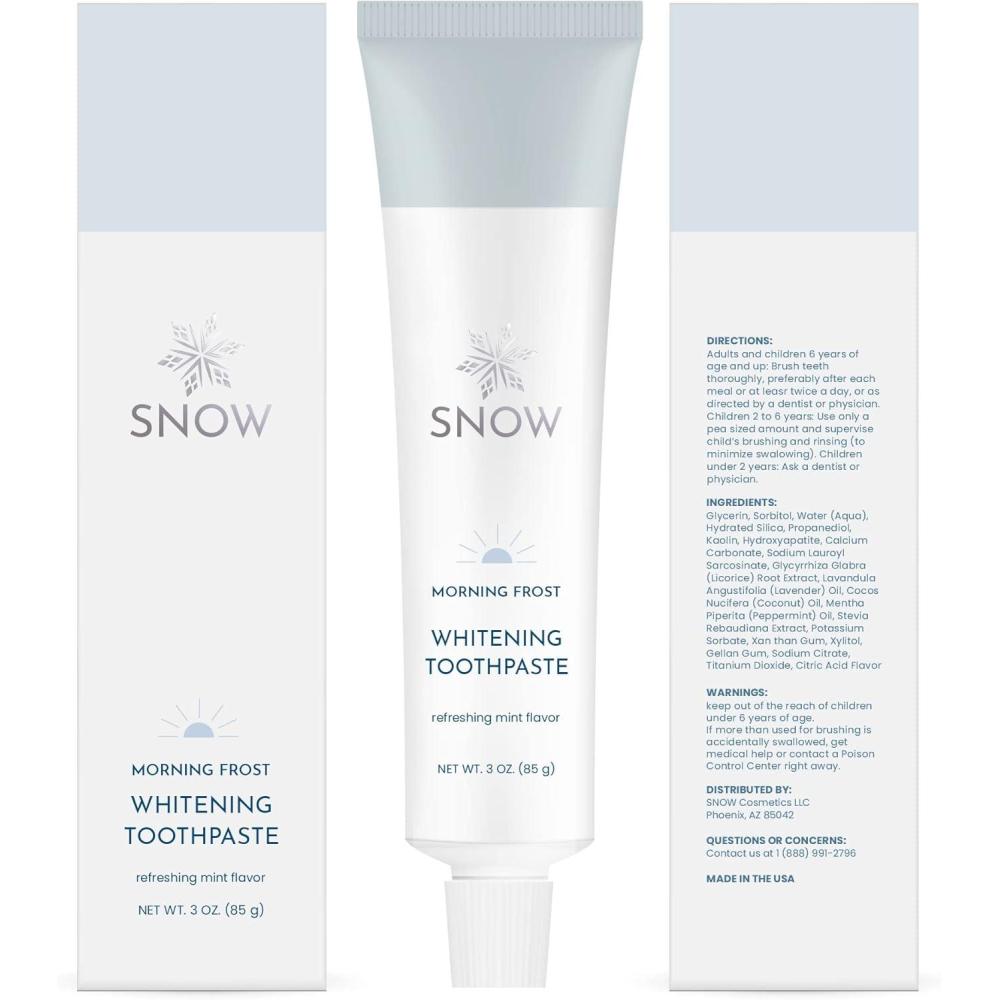 image:imageSNOW NanoHydroxyapatite Whitening Toothpaste Oral Care with Kaolin amp Hydroxyapatite NonGMO amp Enamel Safe Teeth Whitening Toothpaste Mint Flavor Morning Frost 3 Pack